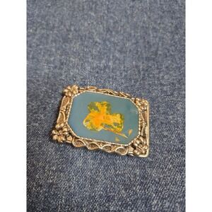 Women's Resin Pressed Wildflower Belt Buckle - Yellow Flower Blue